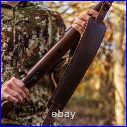 Premium Crazy Horse/Brown Leather Rifle Sling Adjustable & Durable Made in USA