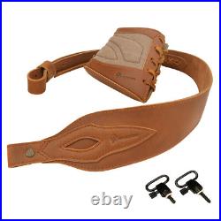 Premium Leather Gun Sling, Canvas Rifle Recoil Pad with Swivels Hunting Set Premium Leather Gun Sling, Canvas Rifle Recoil Pad with Swivels Hunting Set