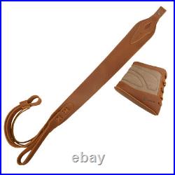 Premium Leather Gun Sling, Canvas Rifle Recoil Pad with Swivels Hunting Set Premium Leather Gun Sling, Canvas Rifle Recoil Pad with Swivels Hunting Set