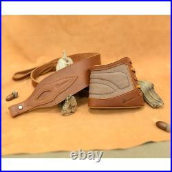 Premium Leather Gun Sling, Canvas Rifle Recoil Pad with Swivels Hunting Set Premium Leather Gun Sling, Canvas Rifle Recoil Pad with Swivels Hunting Set