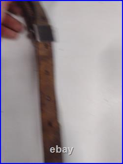 Rare 1800's Hunting 2 Point Brown Leather Rifle Sling With Metal Swivels 1800s