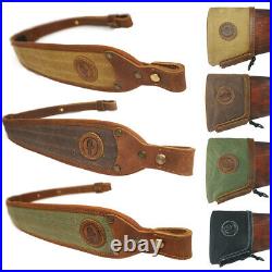 Real Leather Recoil Pad Buttstock and Matching Gun Sling for any Rifle Shotguns