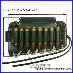 Real Leather Rifle Ammo Holder Gun Cartridge Buttstock + Cowhide Gun Sling Sets