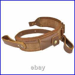 Retro Padded Leather Rifle Sling Gun Carry Strap Cartridge Shell Holder 2 Colors