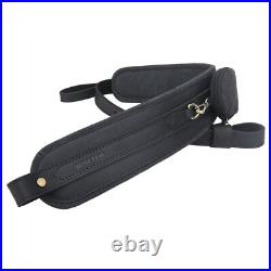 Retro Rifle Carry Sling Leather Shotgun Shoulder Strap with Canvas Pocket