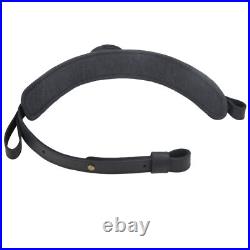 Retro Rifle Carry Sling Leather Shotgun Shoulder Strap with Canvas Pocket
