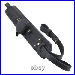 Retro Rifle Carry Sling Leather Shotgun Shoulder Strap with Canvas Pocket