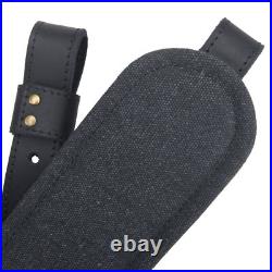 Retro Rifle Carry Sling Leather Shotgun Shoulder Strap with Canvas Pocket