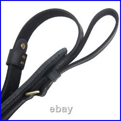 Retro Rifle Carry Sling Leather Shotgun Shoulder Strap with Canvas Pocket