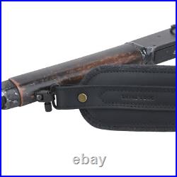Retro Rifle Carry Sling Leather Shotgun Shoulder Strap with Canvas Pocket