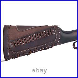 Rifle Leather Buttstock Shell Holder With Rifle Sling For. 22 LR. 17HMR. 22MAG Set