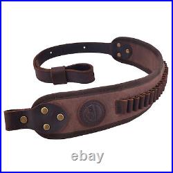 Rifle Leather Buttstock Shell Holder With Rifle Sling For. 22 LR. 17HMR. 22MAG Set