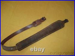 Rifle Sling 1 Inch Cobra Brown Leather with Embossed Deer and Oak Leaves Padded