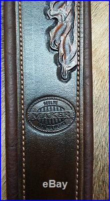 Rifle Sling, Brown Leather, Hand Carved, Made in the USA, Elk Ridge