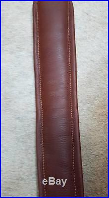 Rifle Sling, Brown Leather, Hand Carved, Made in the USA, Oak Ridge Cross