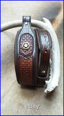 Rifle Sling, Brown Leather, Hand Carved and Tooled, Made in the USA, Ranger
