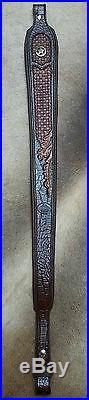 Rifle Sling, Brown Leather, Hand Carved and Tooled, Made in the USA, Ranger