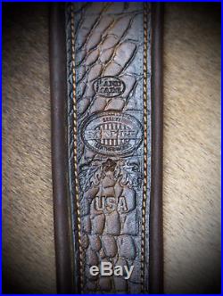 Rifle Sling, Brown Leather, Hand tooled, Made in USA, Texas Cross