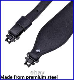 Rifle Sling Buffalo Hide Leather Sling with Swivels, Durable Gun Strap, Metal