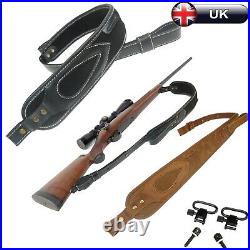 Rifle Sling Buffalo Hide Leather Sling with Swivels, Gun Shoulder Strap UK Stock