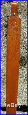 Rifle Sling Cowgirl Carved Leather Hand Made USA Name or Initials added FREE