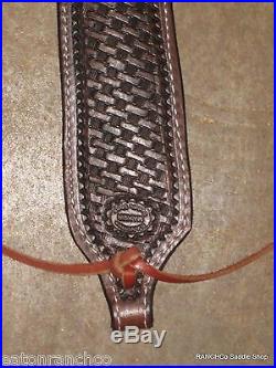 Rifle Sling Leather Basket Hand Tooled Bianchi Lined Padded Custom Dark Oil 1211