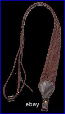 Rifle Sling Leather Brown Braided