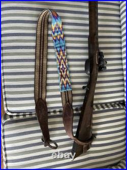 Rifle Sling with Leather, Muzzleloader, Flintlock, Mountain Man, Hand Crafted