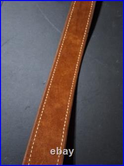 Ross Rifle Sling Brown Leather 35 1-3/4 Wide White Stitched South Africa Ross Rifle Sling Brown Leather 35 1-3/4 Wide White Stitched South Africa