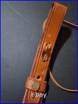 Ross Rifle Sling Brown Leather 35 1-3/4 Wide White Stitched South Africa