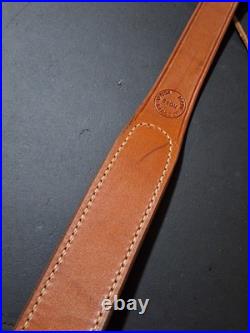Ross Rifle Sling Brown Leather 35 1-3/4 Wide White Stitched South Africa Ross Rifle Sling Brown Leather 35 1-3/4 Wide White Stitched South Africa