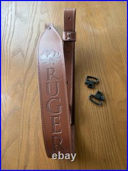 Ruger Leather Cobra Sling Brown Embossed Levy's Leather M77 10/22 Mini 14 Swivel