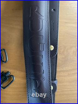 Ruger Leather Padded Cobra Sling Dark Brown Embossed M77 10/22 Mini 14 Swivel