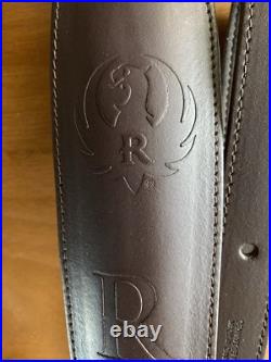 Ruger Leather Padded Cobra Sling Dark Brown Embossed M77 10/22 Mini 14 Swivel