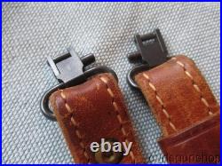 SAFARILAND RUSSET BROWN LEATHER BASKETWEAVE PATTERN RIFLE SLING With QD SWIVELS