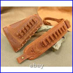 Set Leather Gun Cheek Rest, Ammo Holder Sling for. 45-70.22MAG 12GA. 30-30.308