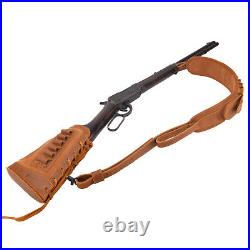 Set Leather Gun Cheek Rest, Ammo Holder Sling for. 45-70.22MAG 12GA. 30-30.308