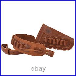 Set of Leather Gun Buttstock with Ammo Carry Sling for. 22MAG. 30-30 12GA. 30-06