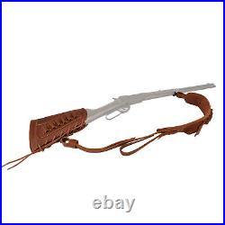 Set of Leather Gun Buttstock with Ammo Carry Sling for. 22MAG. 30-30 12GA. 30-06