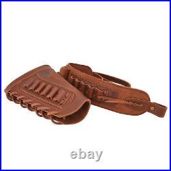 Set of Leather Gun Buttstock with Ammo Carry Sling for. 22MAG. 30-30 12GA. 30-06