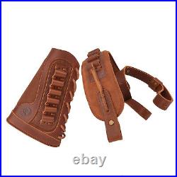 Set of Leather Gun Buttstock with Ammo Carry Sling for. 22MAG. 30-30 12GA. 30-06
