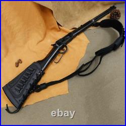 Shooting Combo of Leather Rifle Gun Buttstock Cover with Sling. 22LR. 357.308 12GA