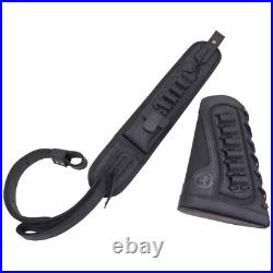 Shooting Combo of Leather Rifle Gun Buttstock Cover with Sling. 22LR. 357.308 12GA