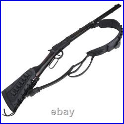 Shooting Combo of Leather Rifle Gun Buttstock Cover with Sling. 22LR. 357.308 12GA
