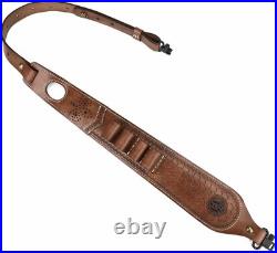 Shotgun Leather Sling with Swivels and 12 Gauge Shell Ammo Holder