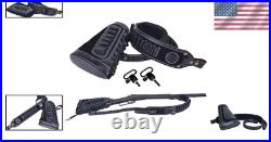 Sleek Black Leather Rifle Sling & Buttstock Holder for Efficient Ammo Access Sleek Black Leather Rifle Sling & Buttstock Holder for Efficient Ammo Access