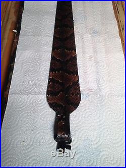 Snake skin Gun sling COTTONMOUTH MOCCASIN and leather hand crafted adjustable