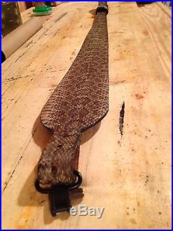 Snake skin Gun sling Prairie Rattlesnake and leather hand crafted adjustable