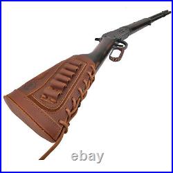 Suede Leather Rifle Sling Strap /Gun Buttstock Ammo Holder. 308.22LR. 357 12GA