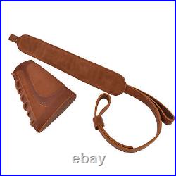 Suit of Brown Leather Rifle Buttstock with Shoulder Sling + Swives Right / Left